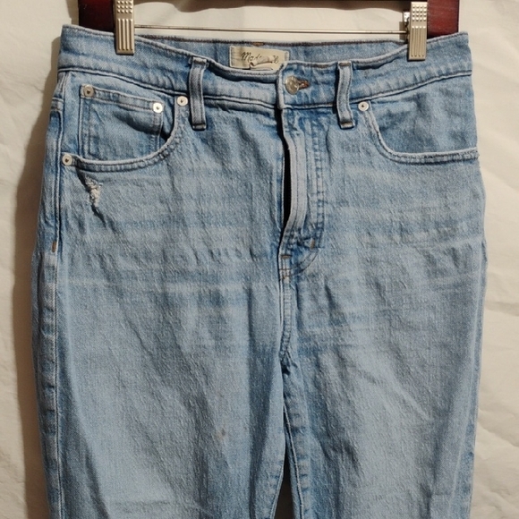 Madewell Light Blue Straight Leg Jeans with Distressed Detail #701 CRATE - Picture 2 of 11